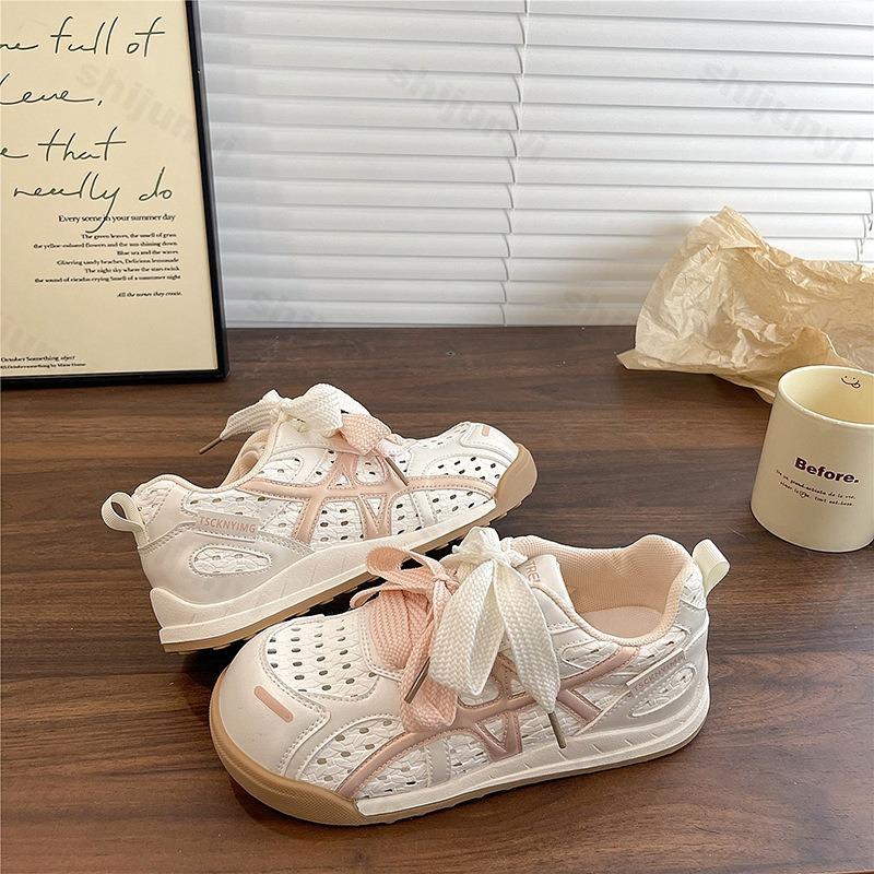 Women's Breathable Sneakers 2025 Summer New Mesh Round Toe Lace Up Casual Shoes Lightweight Comfortable Soft Sole Running Shoes