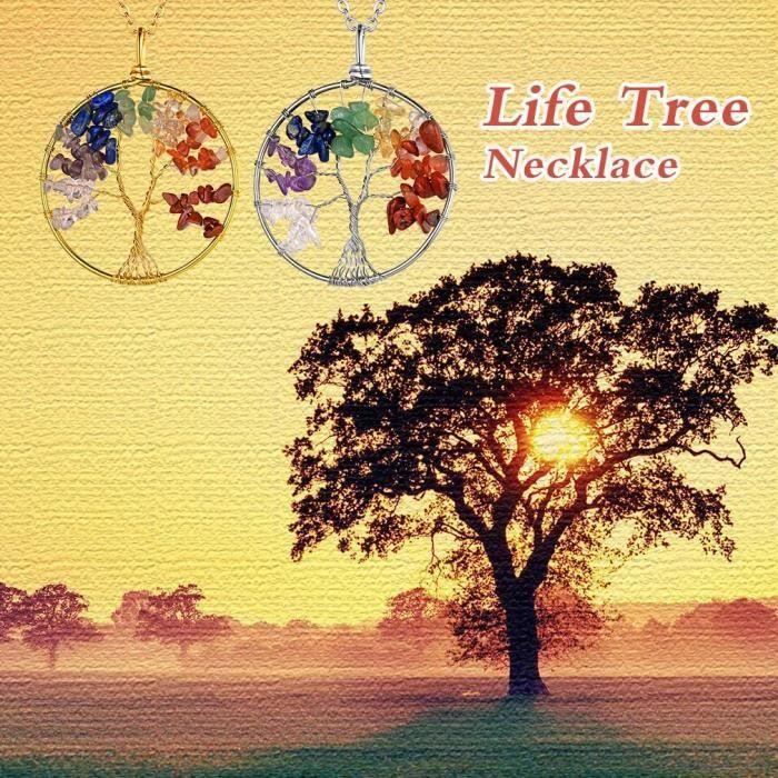 Collier - Arbre de Vie - Acier Inoxydable 316L - Doré 18K-Noir - Mixte - Réglable