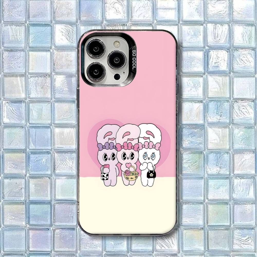 Esther Bunny Cute Phone Case For iPhone 17,16,15,14,13,12,11,Air,X,XR,Pro,Max,Plus IMD Silver Shell