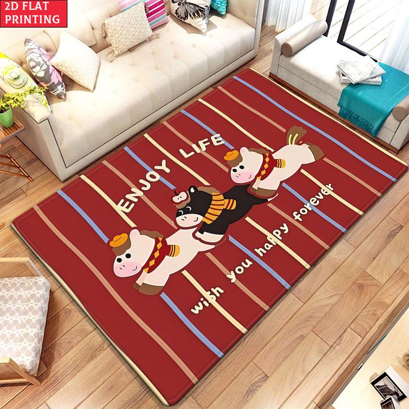 Kawaii Cartoon Bear Large Room Carpet Non Slip Cartoon Kids Bedroom Living Room Floor Mat Home Decor Children's Play Carpet