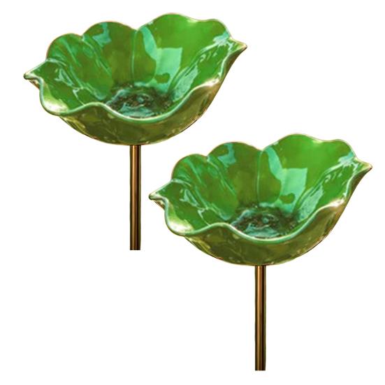 Blomsterstolpe i metall, pollinatorvänlig vattenmatare, fågelbad utomhus med stolpe, bi-vattningsstation för trädgård, gräsmatta, gårdsdekoration