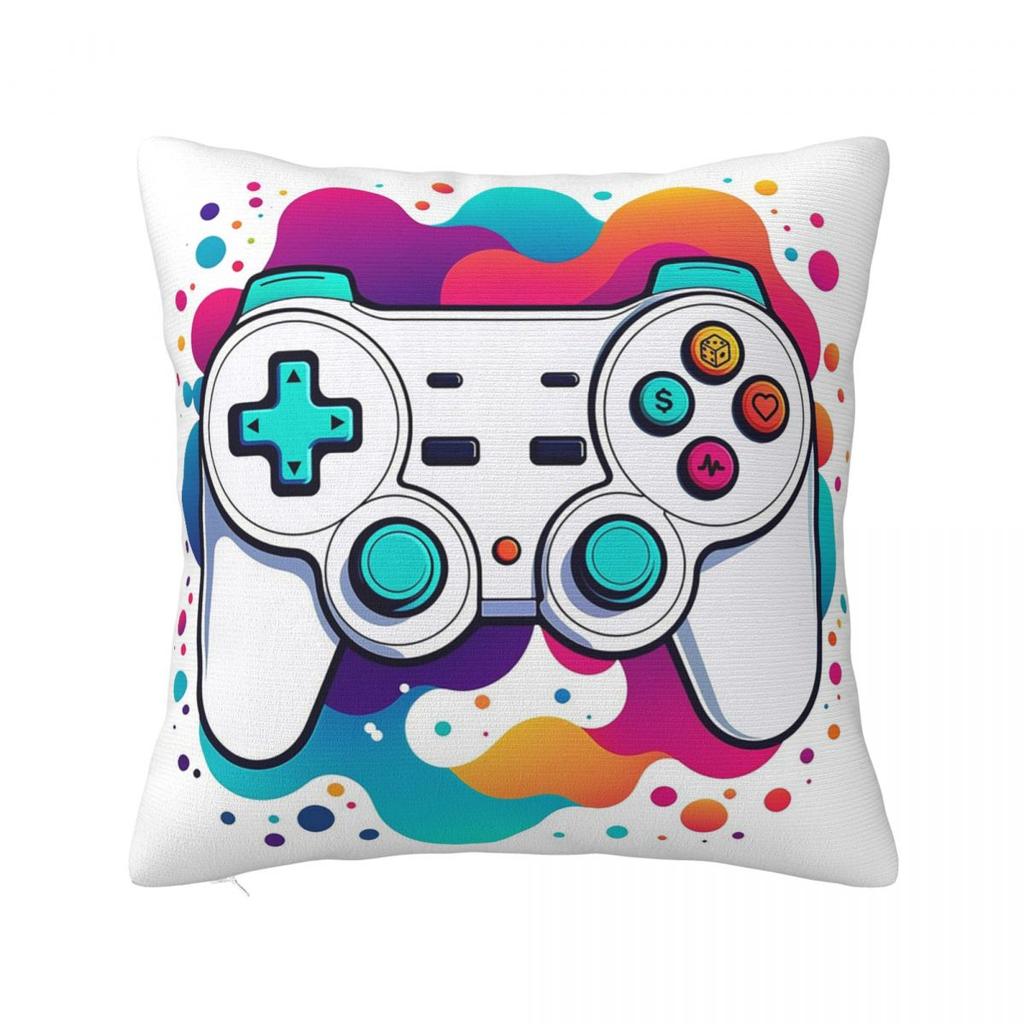 Colorful Watercolor Game Controller Square Pillowcase Cushion Cover Pillow Case Throw Pillow Cover for Home Sofa Living Room