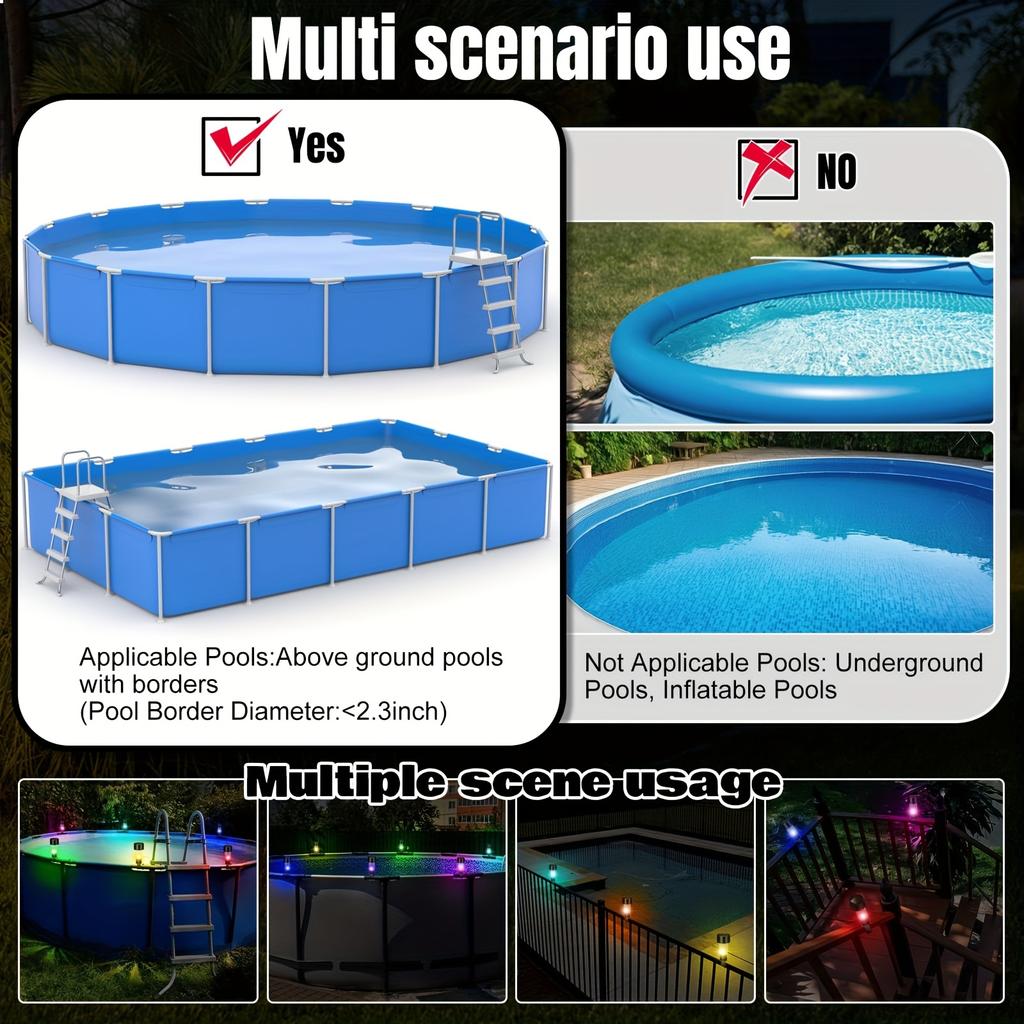 Lămpi Solare pentru Piscină, Lămpi Solare Impermeabile, Decorare Gard Exterior Piscină, Accesorii Piscină