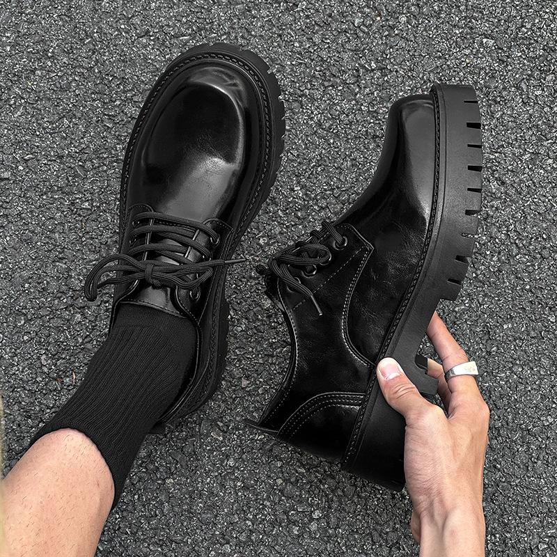 

Весна и лето новые повседневные кожаные туфли с низким верхом британские ретро туфли с большой головой универсальные кожаные туфли 2135-J 46