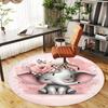 1PC Elephant Flowers Pink Round Chair Mat Area Rug - Non-Slip, Floor Mat for Office, Bedroom, Home Decor Christmas Gift C0528092