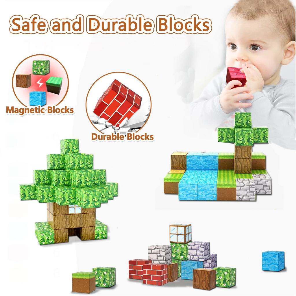 Magnetic Building Blocks Mine Magnet World Edition, Magnetic Toys for Boys and Girls Age 6+ Years Old, Montessori Sensory Toys