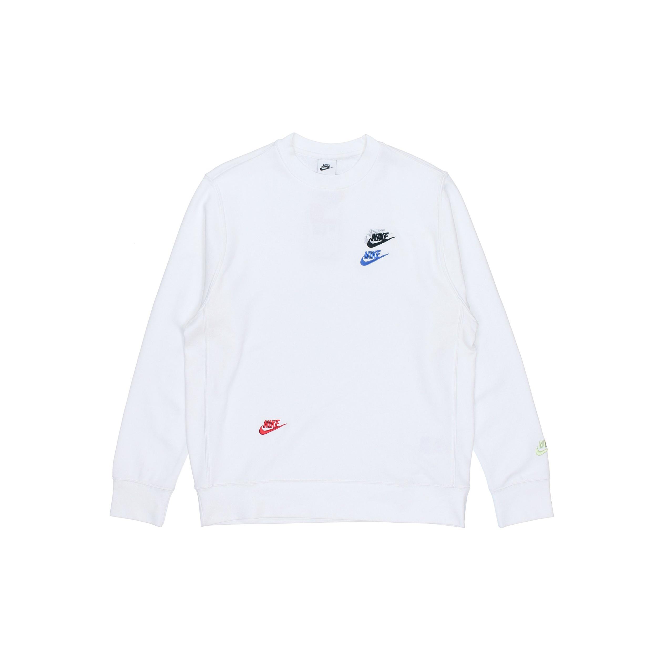 Men s Nike Contrasting Colors Logo Casual Sports Round Neck Embroidered Pullover White DJ6915-100 L