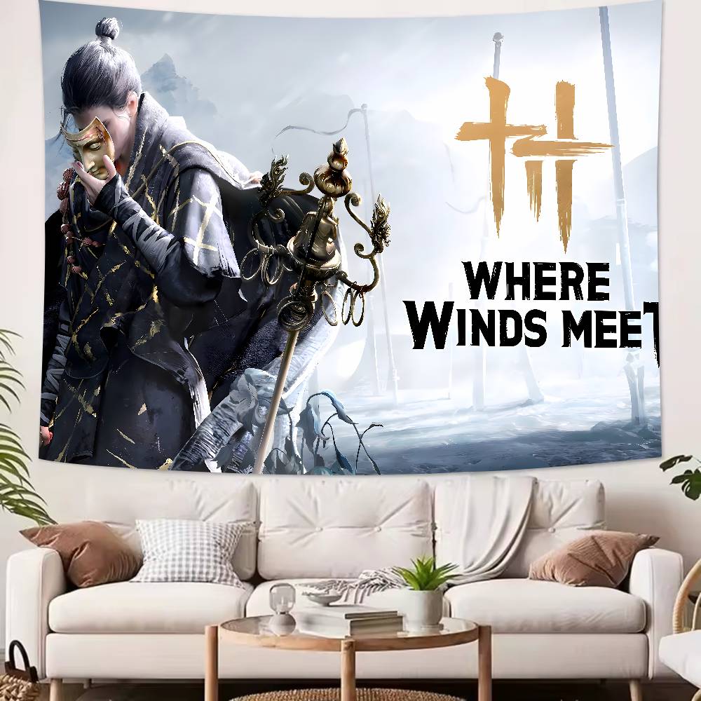 Fashion Hot Cool Video Game Where Winds Meet Tapestry Wall Hanging Wall Rugs Dorm Decor Blanket Camping Decoration Tapestry