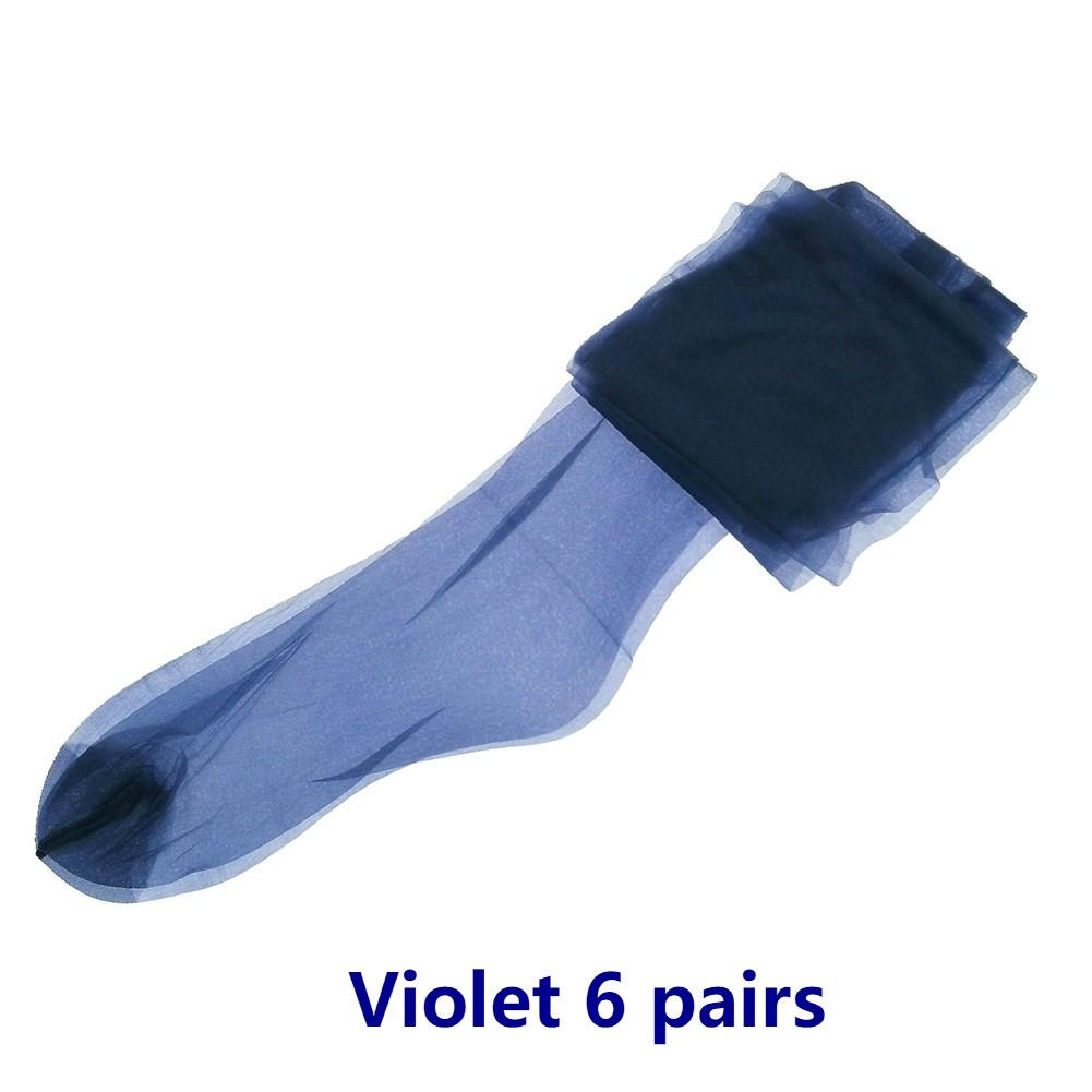 6 Pairs Women'S Plain Tops Sheer Thigh High Stockings Nylons For Garter Belt 5Den Reinforced Toe Pantyhose For Women