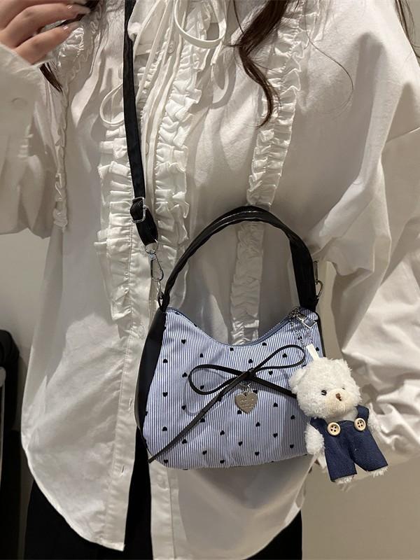 None Small Pc Shoulder Bag For Women With Zipper Closure And Cute Bow Design For Daily Use