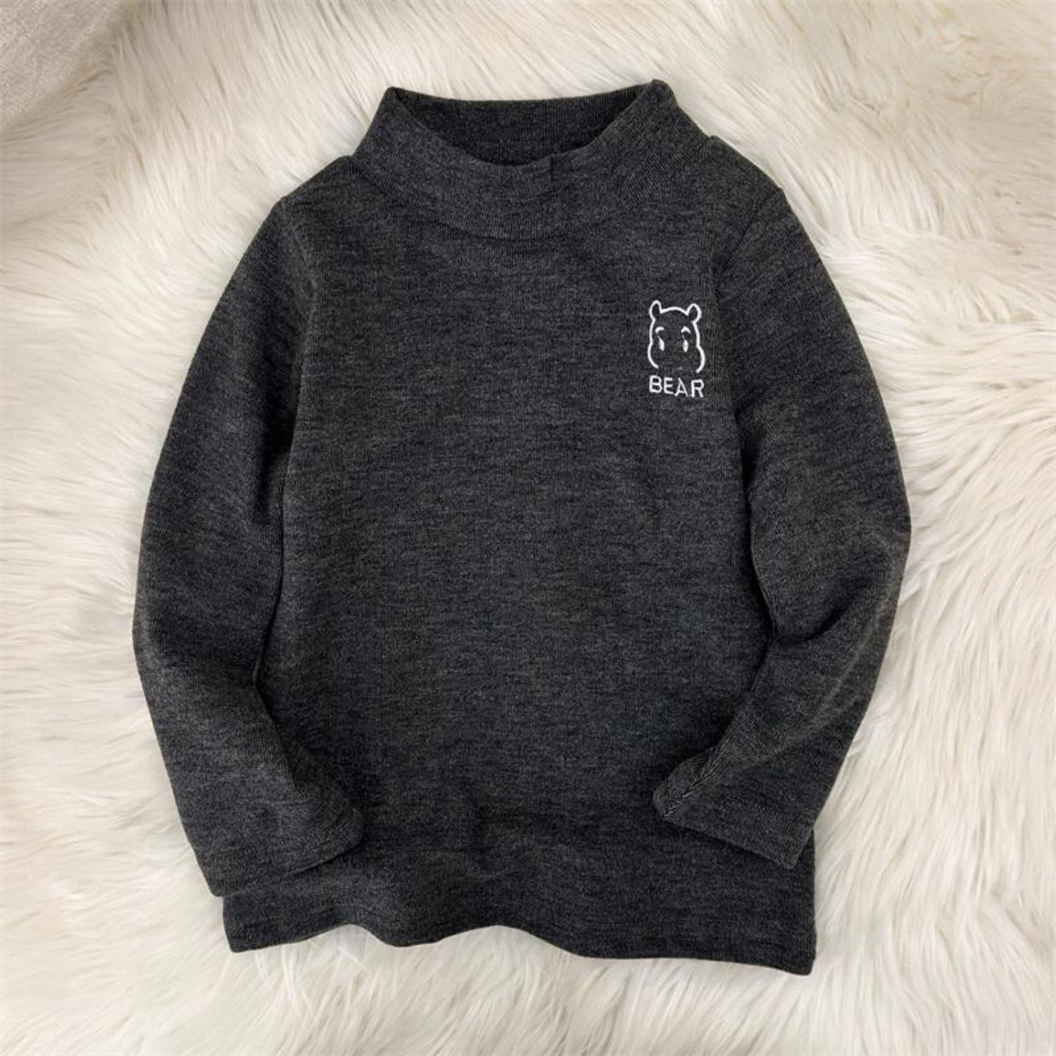 Kids Autumn Winter Half Turtleneck Warm Long Sleeve Base Layer Top Soft Wool Cotton Blend 80