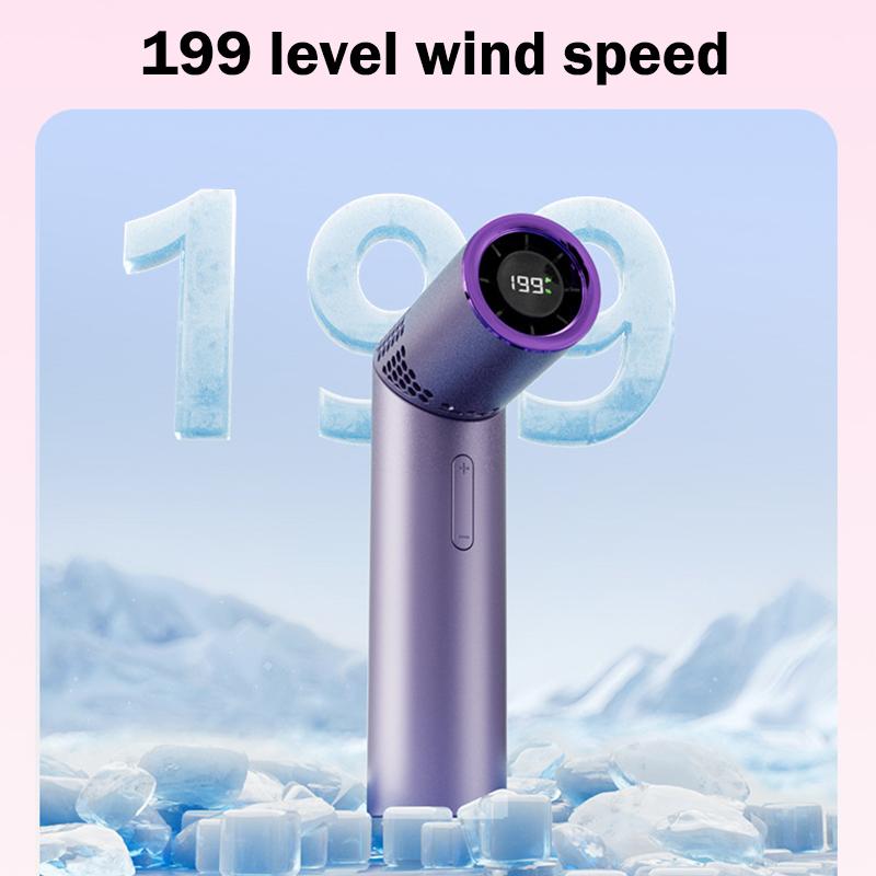 Portable Handheld Turbo Fan,3 In 1 Rechargeable Mini Fans,Up To 12 Working Hours,1-199 Speed,Digital Display,
