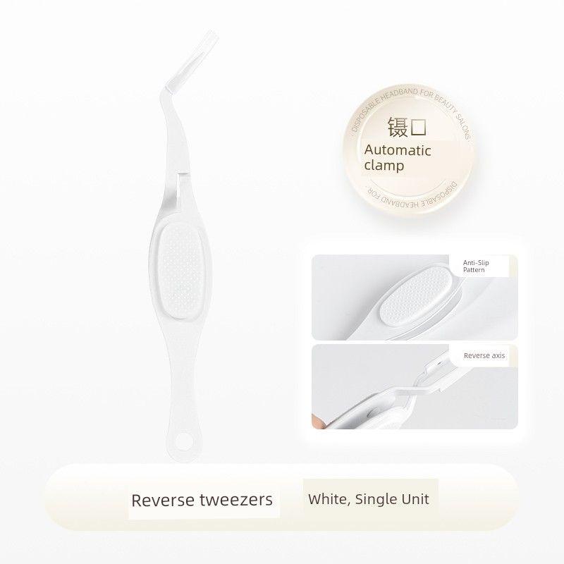 No-Need-To-Pinch Reverse Curved False Eyelash Tweezers for Effortless Hair Removal, Specialized for Beauty Salons, with Tight Grip T1 Reverse Tweezers