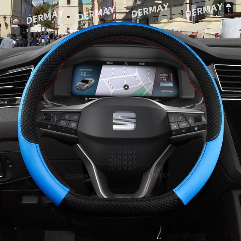 for Seat ibiza 6L 6J 6P 6F KJ1 FR Car Steering Wheel Cover PU Leather Non-slip 9 Colors Auto Accessories Fast Shipping