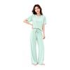 [ROKUA] Women's Cool Room Wear Setup, Short Sleeves + Long Pants | Compatible with No Bra, Lightweight, Cool Material | Air Conditioning Protection,