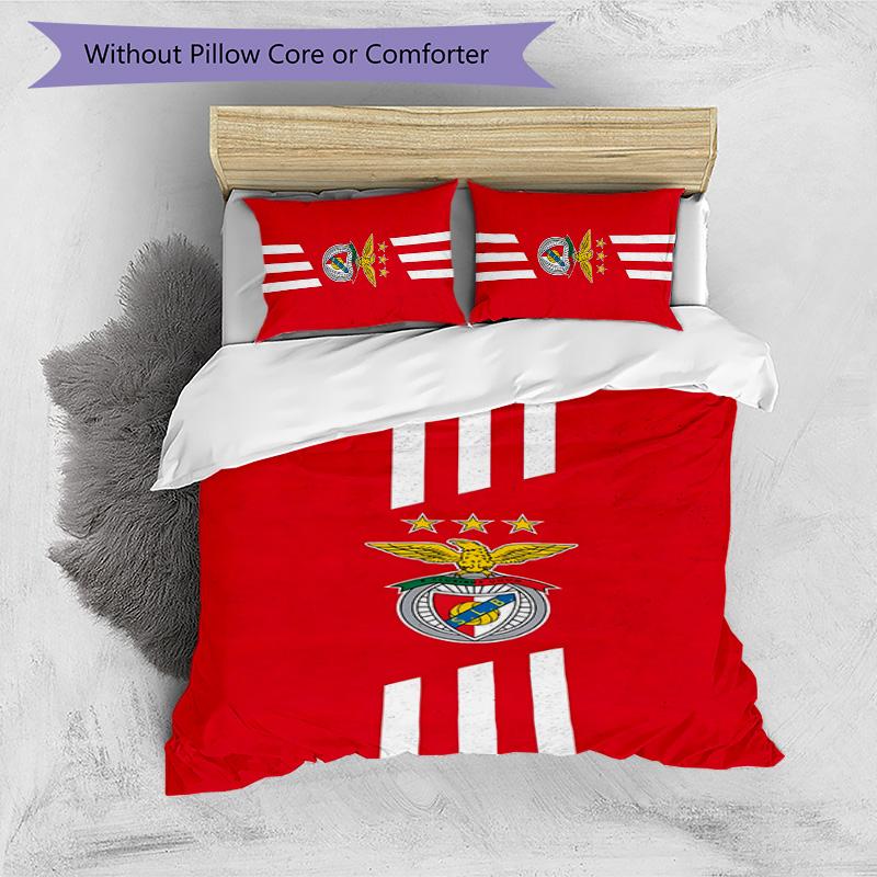 3pcs B-Benfica Design Cover Set - HD Printed Bedding with 1 Cover and 2 Pillowcases - Perfect for Home and Dorm Decor
