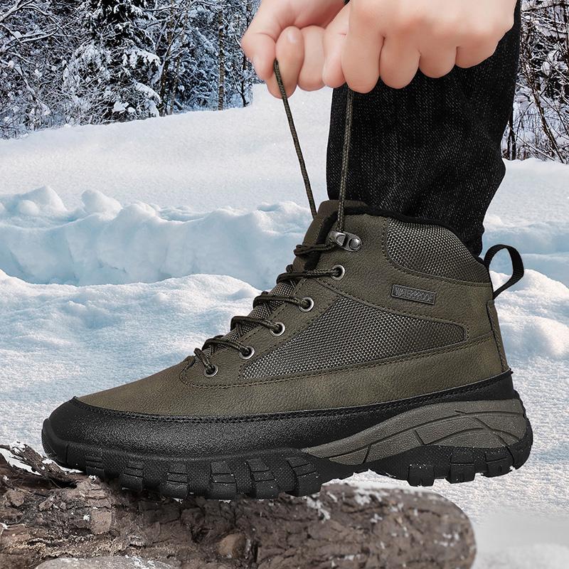 TUINANLE Men's High Top Casual Hiking Shoes - Autumn/Winter Wear-Resistant Trendy Sports Footwear Plush Boots