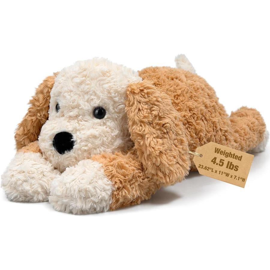 

1/24 Weighted 4.5lbs Dog Plush Toy Pillow Soft Fleece Puppy with Removable Fill Bag Calming Comforter for Adults United States
