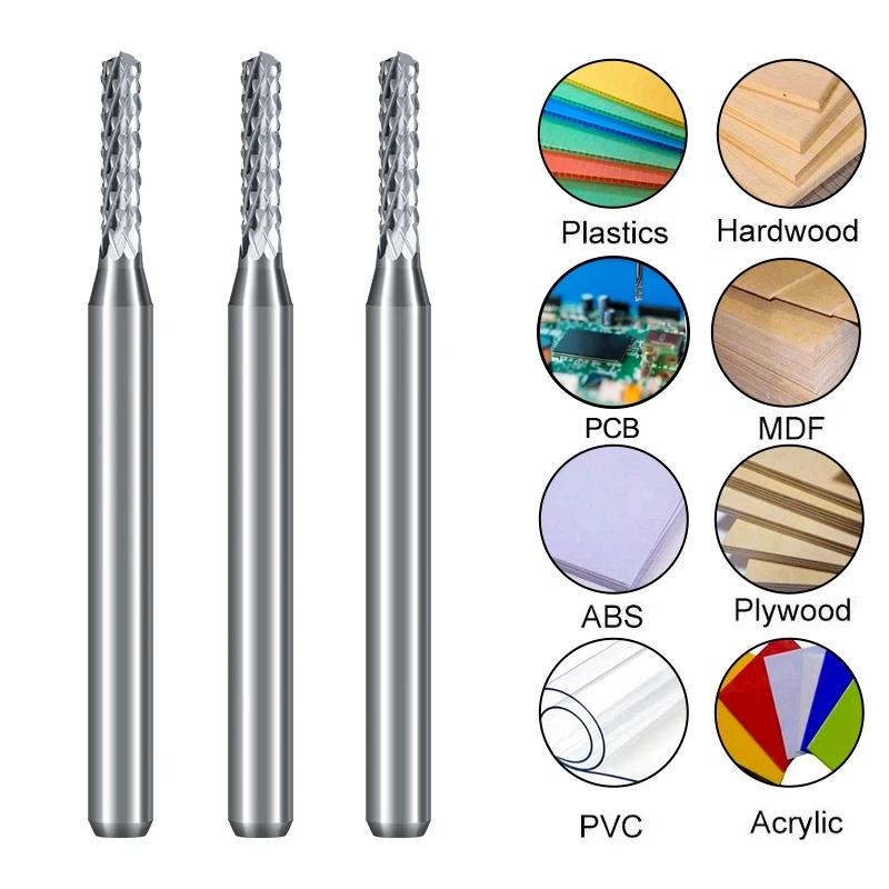 PCB corn  milling cutter Carbide End Mill 3.175/4/6/6.35/8/10/12mm shank,  CNC Cutting Milling PCB MDF ABS Tools Router Bit