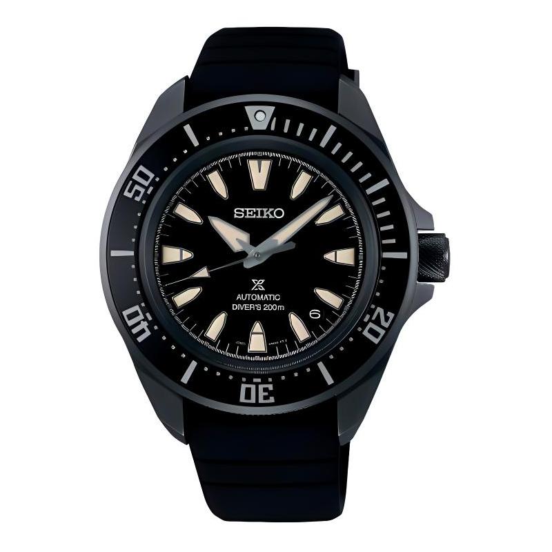 

SEIKO 200 meters waterproof fashion style manual mechanical movement silicone strap 41.7mm men s watch black dial SRPL15K1 чорний