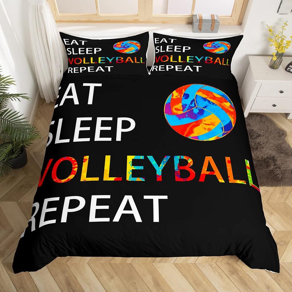 Volleyball Sport Bedding Set Sports Theme Duvet Cover King Queen Watercolor Volleyball Comforter Cover Ball Game Quilt Cover