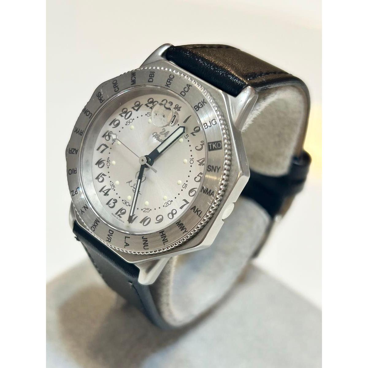 Used SEIKO Instrument Men s Quartz 24 Hour Watch Working Item Ishihara Octagon Case