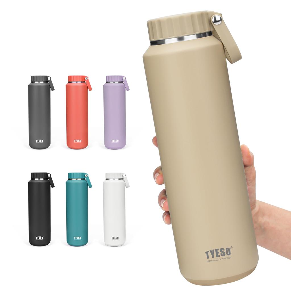 TYESO 710ml Large Capacity Stainless Steel Water Bottle with Vacuum Insulation, Double Walled, Wide Mouth, Ultra-Insulated, Hot & Cold Insulation,