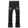 Jeans bootcut da uomo ROADVIBE in denim elasticizzato nero punk con cristalli Pantaloni svasati slim con rivetti Pantaloni bootcut alla moda