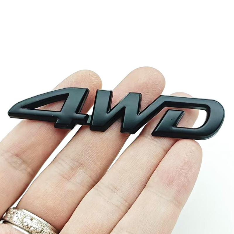 1Pcs 3D Chrome Black Metal Car Letters Logo 4WD Car Fender Side Rear Trunk Emblem Badge Sticker Decals Auto Accessories