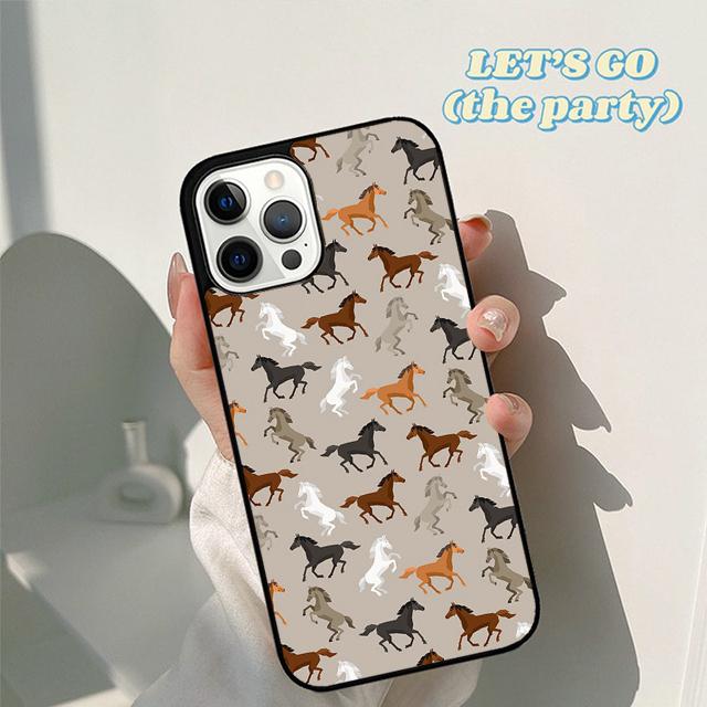 Herbst Pferde Muster Collage Handyhülle Cover für iPhone 17 Air 16 16e 15 12 11 13 14 Pro Max Apple Plus Hülle