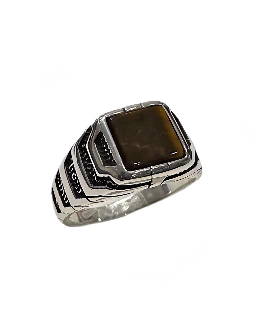 

Серебряное кольцо с камнем «Тигровый глаз» 240053752G10Y 17