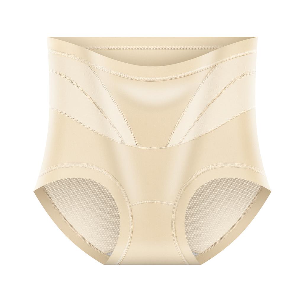 Women's Summer Net Yarn Breathable Hip and Belly Non  Scratch Long Bottom Crotch High Waist Molded Briefs