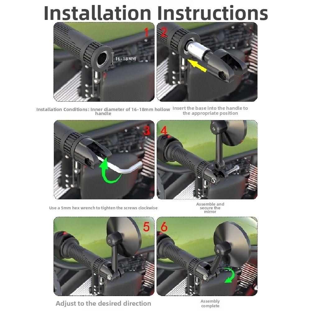 2 buc Oglindă Ghidon Motocicletă Plată/Convexă Unghi Complet Oglindă Capăt Ghidon Accesorii Motocicletă