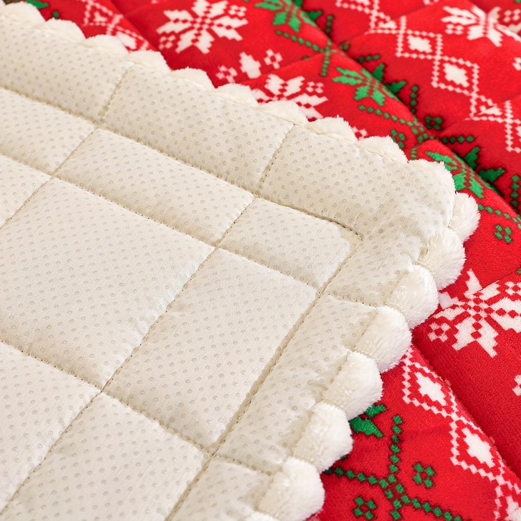 1pc Plush Quilted Christmas Snowflake & Cable--like Sofa Cushion Cover - Thick Milk -like Texture