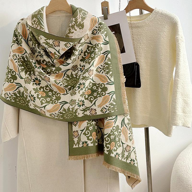 Women's Korean Style Cashew-Patterned Winter Scarf Shawl