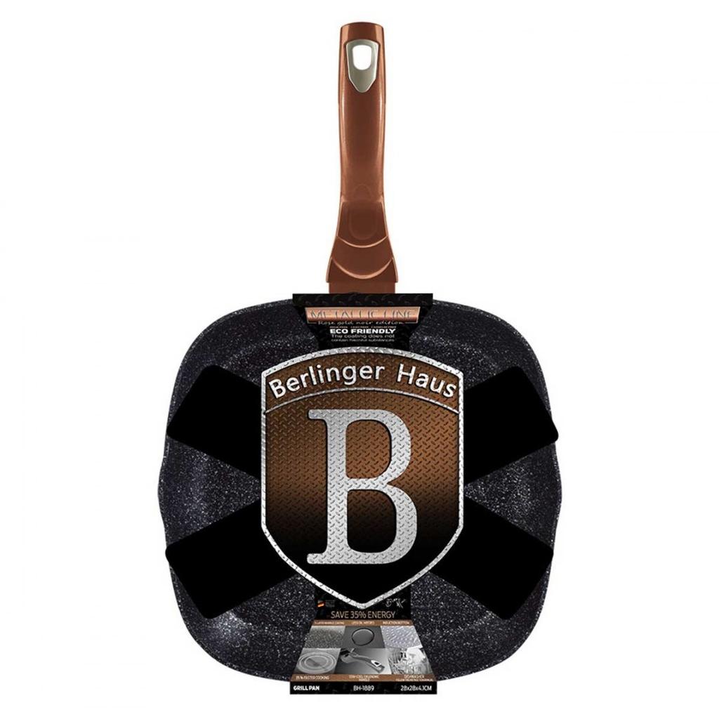 Granite grill pan 28 cm BERLINGER HAUS BH-1889 ROSE GOLD NOIR
