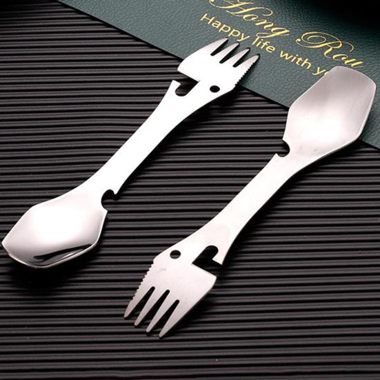Stainless Steel k Mirror Surface 4-in-1 Food Grade Universal k Spoon Cutter Bottle Opener Camping Utensil Restaurant Supplies