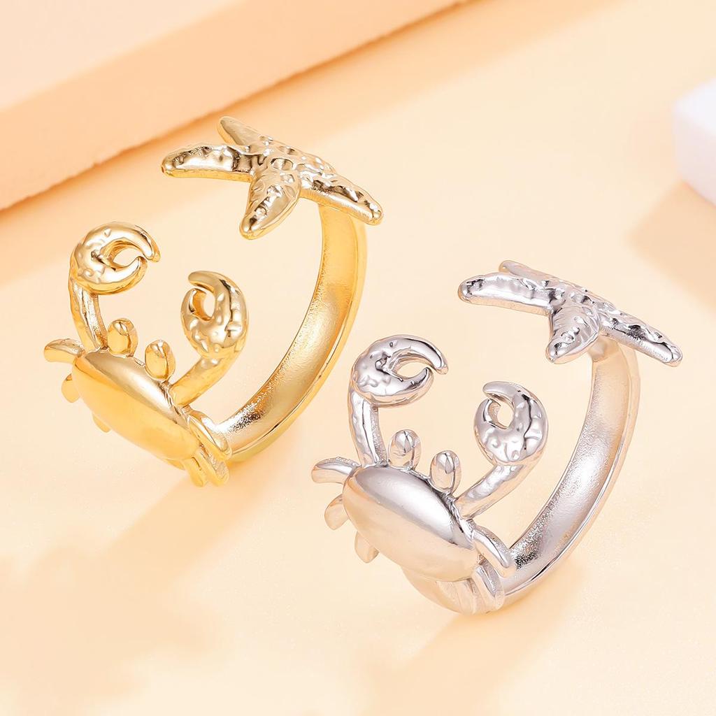 Casual Ocean Series Starfish Shell Stainless Steel Openable Ring - Hot Selling