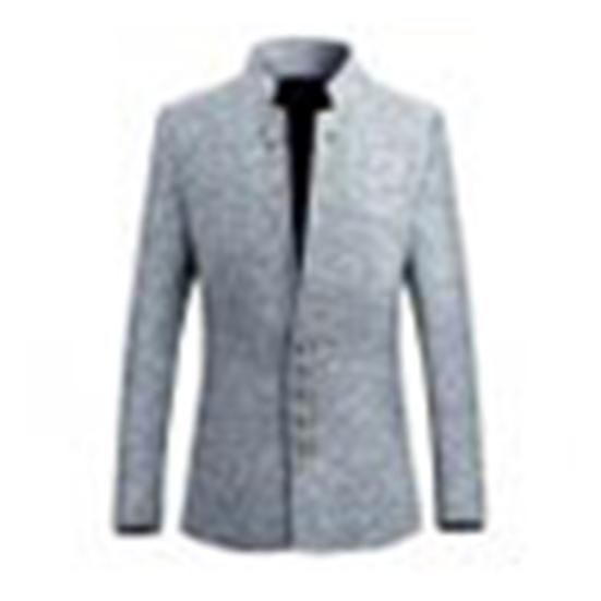 Herren Einfarbig Langarm Stehkragen Einreiher Übergröße Slim Blazer