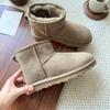 Snow boots women's fur integrated short tube snow cotton flat-bottomed wool velvet thermal cotton shoes winter
