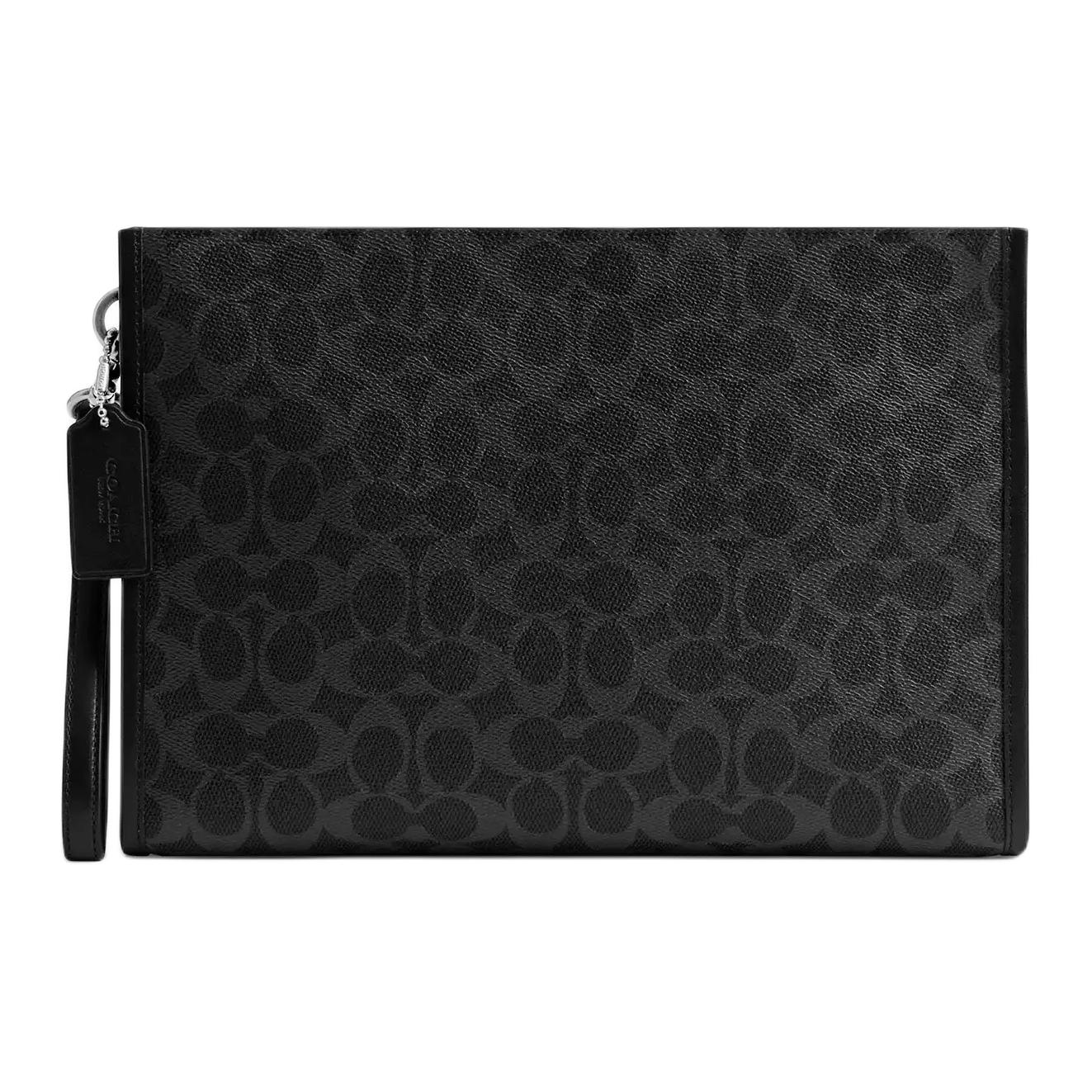 

Coach 30 Detachable Strap Coated Canvas And Calfskin Large Clutch Men Clutch Black CBG27-OY2 Basic Set (Bag+Dust Bag)