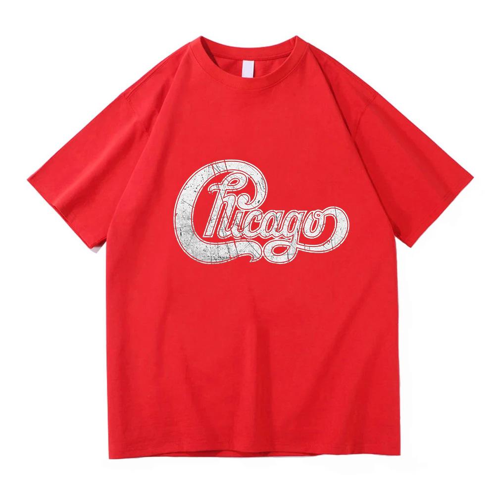 Chicago America's Band Logo Printed Tshirt Short Sleeve Cotton Fashion Female T-shirt Unisex Streetwear Casual Women Men T Shirt