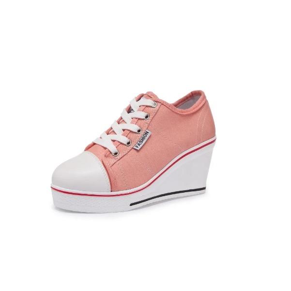 Shoes Women New Woman Wedge Canvas Vulcanize Shoes Platform Breathable Canvas Shoes Casual Students Candy Color Wedge Sneakers
