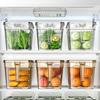 Refrigerator Storage Box with Lid And Handle Built-in Drain Partition Transparent Container for Fruits Vegetables