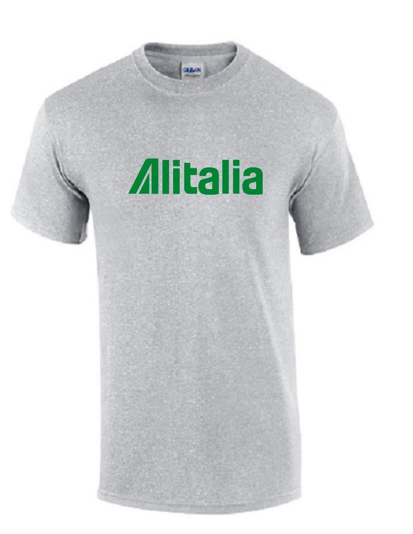 Alitalia Retro Green Logo Italian Airline Geek Sport Gray Sleeve T-Shirt S