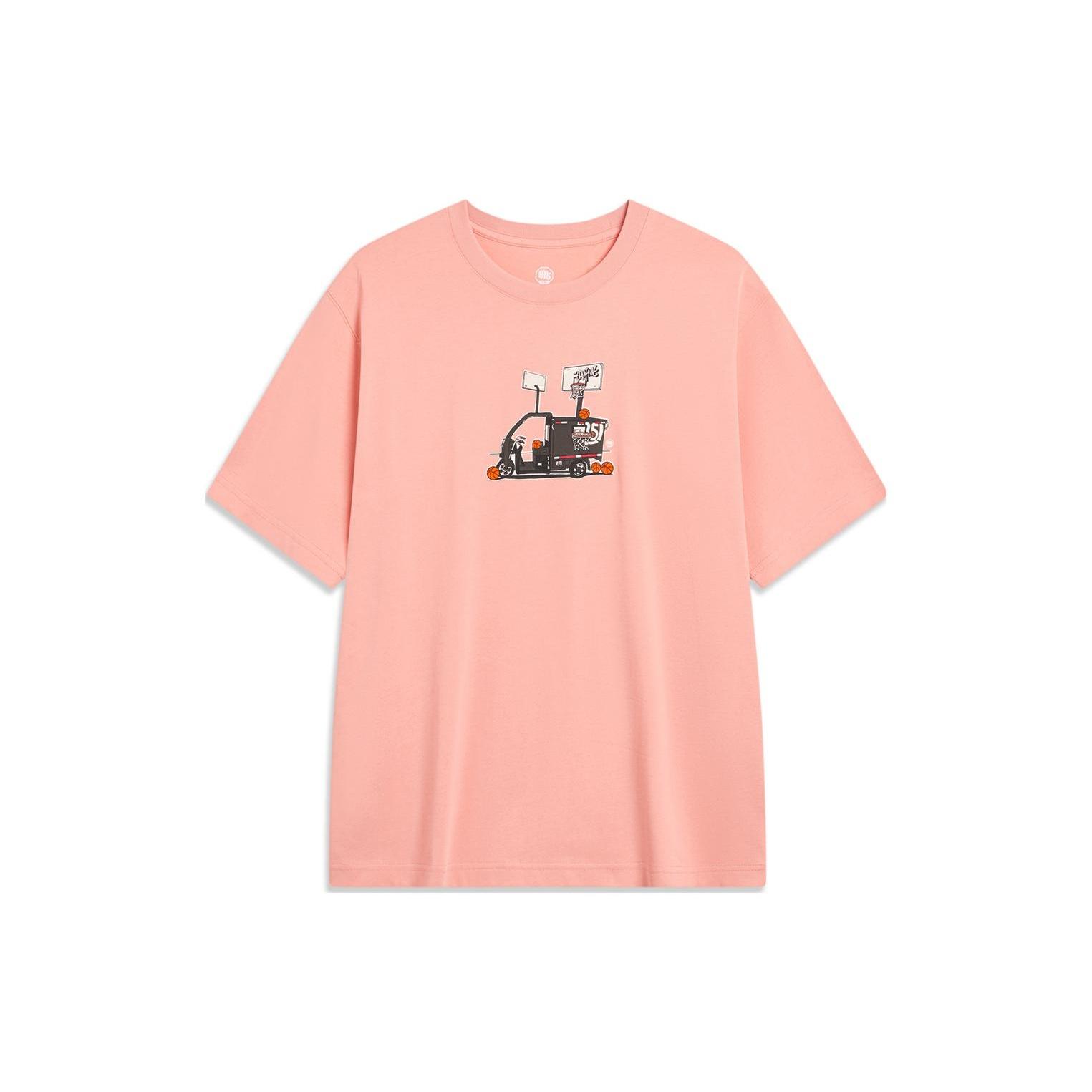 Li-Ning BadFive Dream With Hoops Graphic T-shirt Pink Men s AHST915-2 L