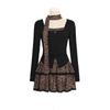 Women's Leopard Print Two-Piece Set: Top with High-Waisted Flare Mini Skirt for Autumn/Winter