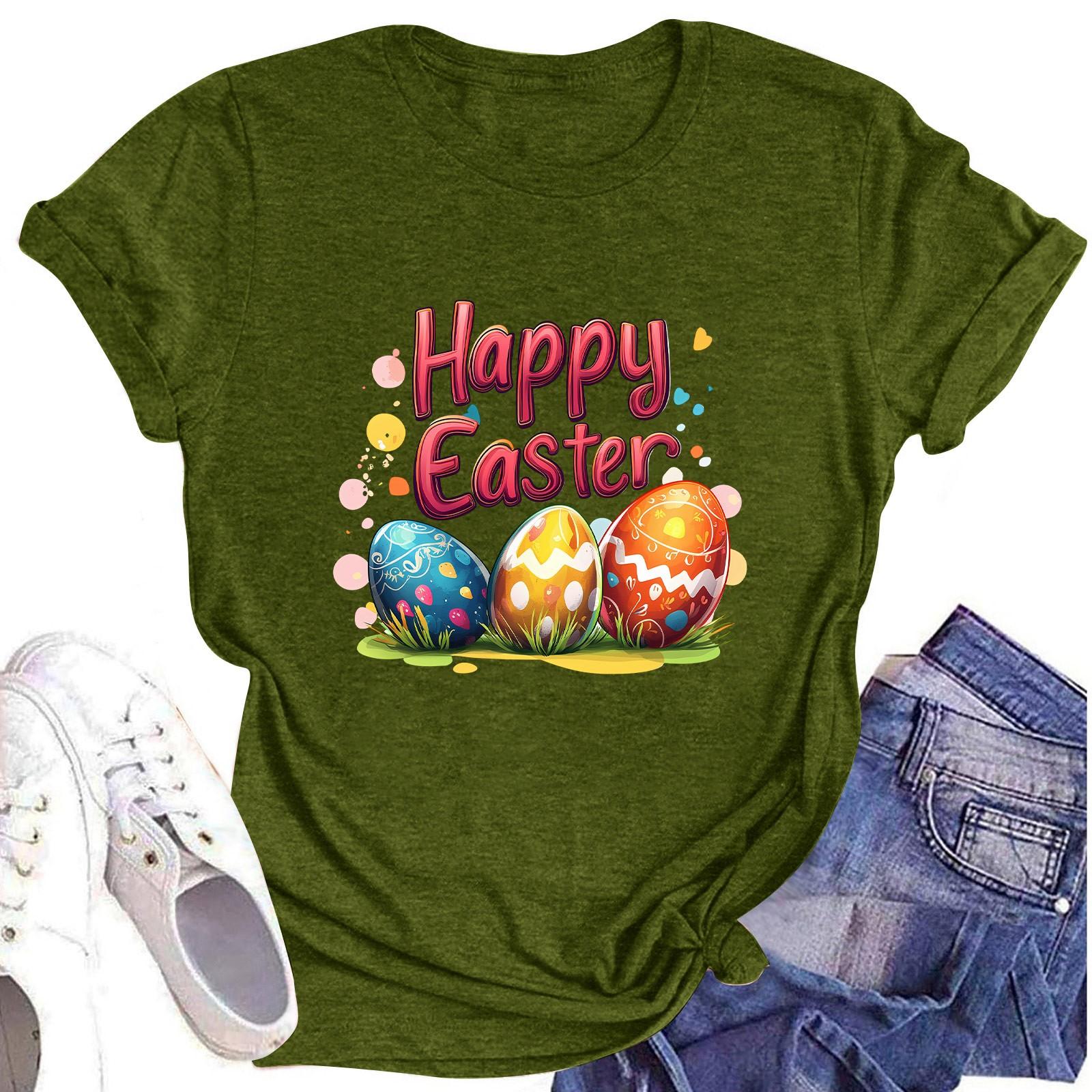 

Женский топ с круглым вырезом, повседневный принт, футболка с короткими рукавами L армия зеленый