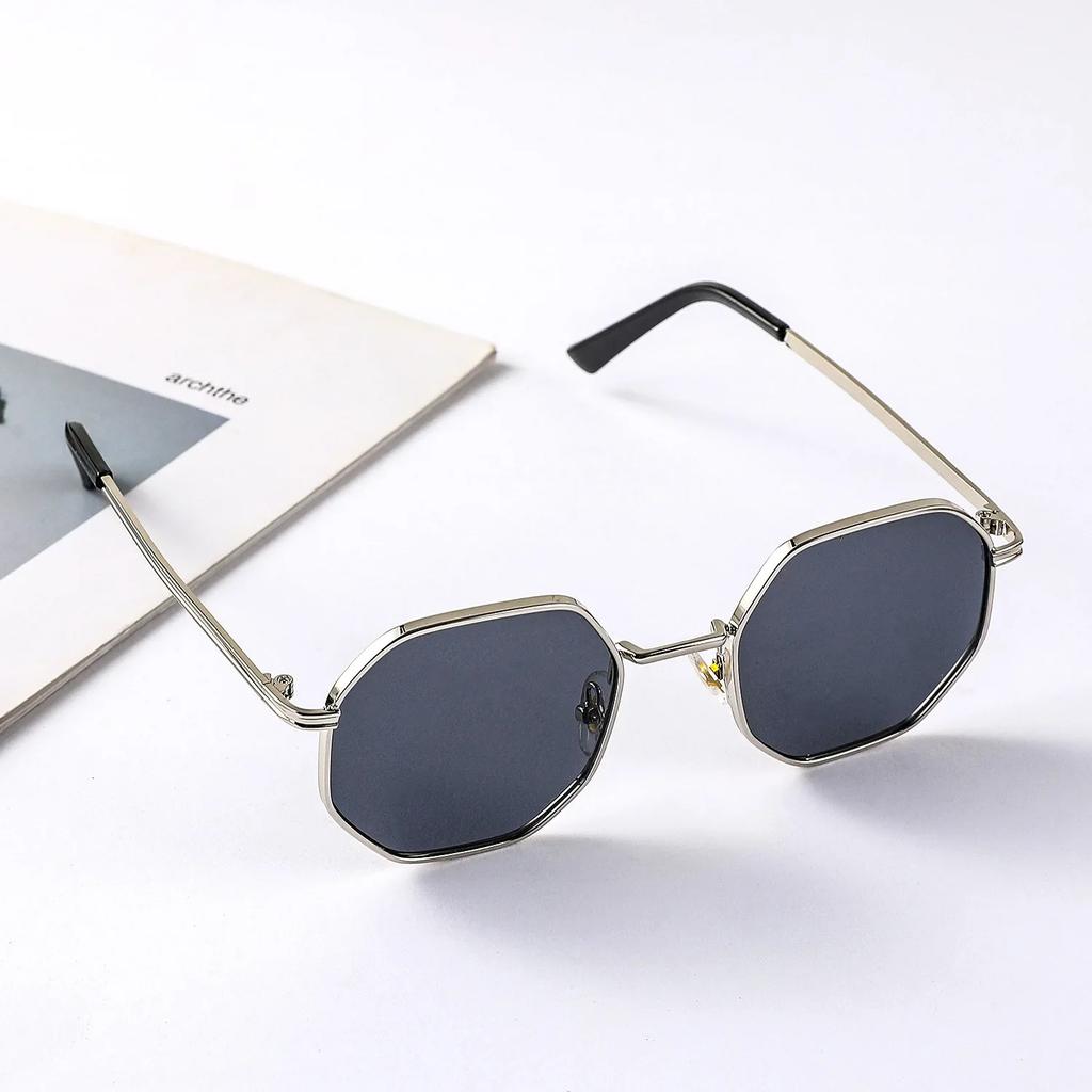 Fashion Boys Girls Octagon Metal Sunglasses Polygon Trend Children's Sun Glasses Kids Outdoor UV400 Eyewear