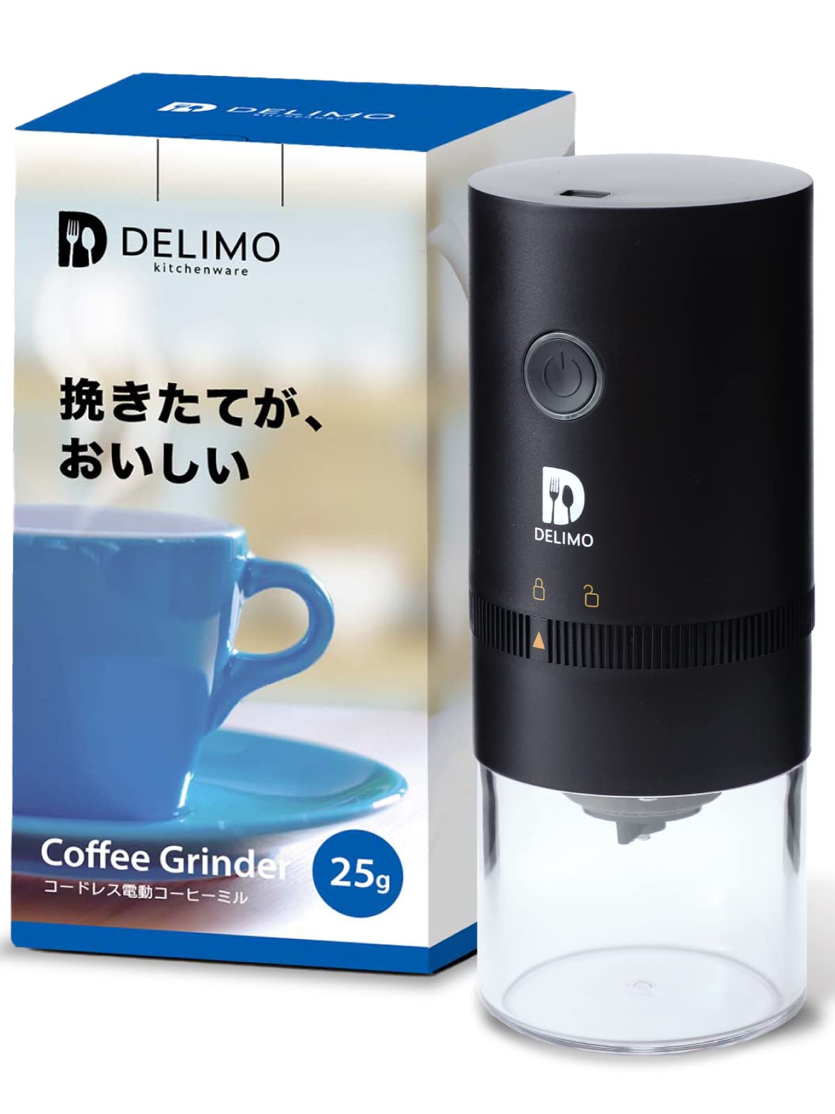 

Delimo Electric Coffee USB Coffee Grinder Grinder, Cordless, Mortar-Style, Rechargeable, Washable, [1-Year Manufacturer s Warranty]